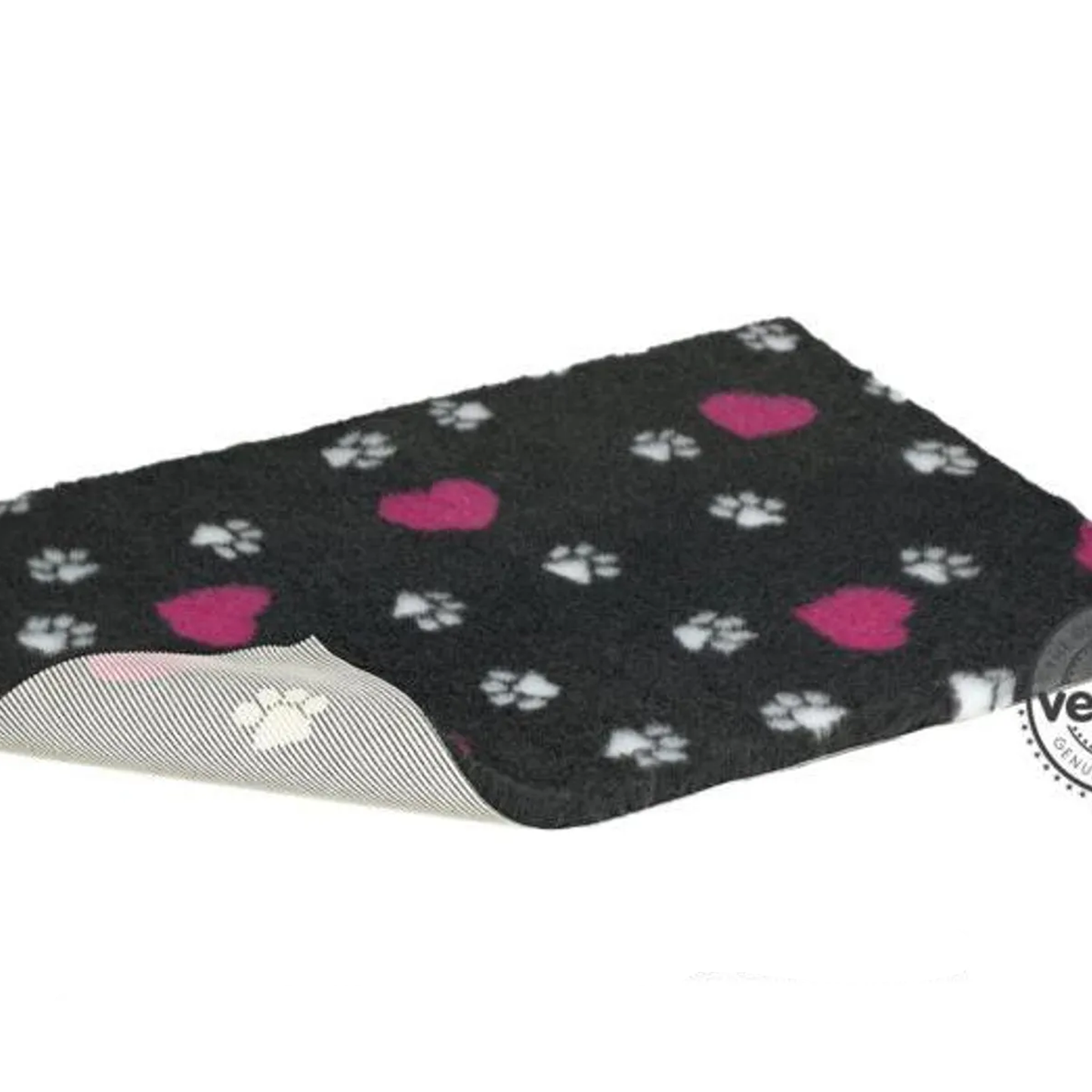 Vetbed, Charcoal with Pink Hearts and Paws, Petlife