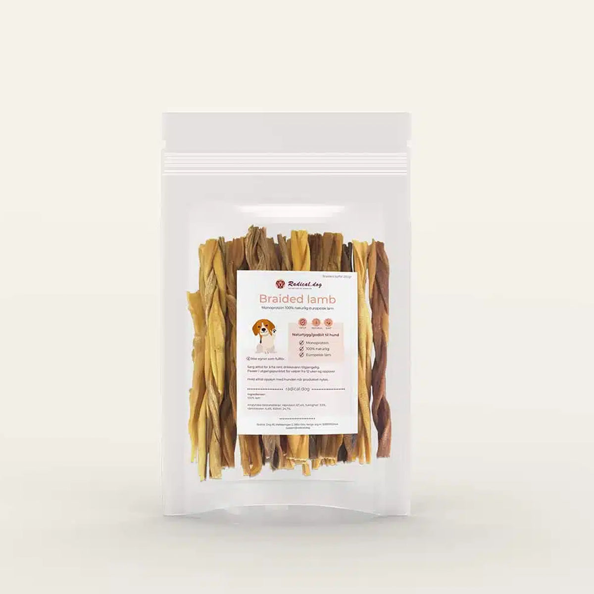 Radical Dog Braided Lamb – flettet lammetygg til hund 100g